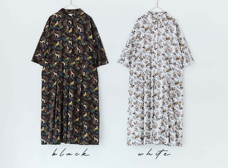 KILKI コットンキャンブリックチーターワンピース ブラック ホワイト かけ画像