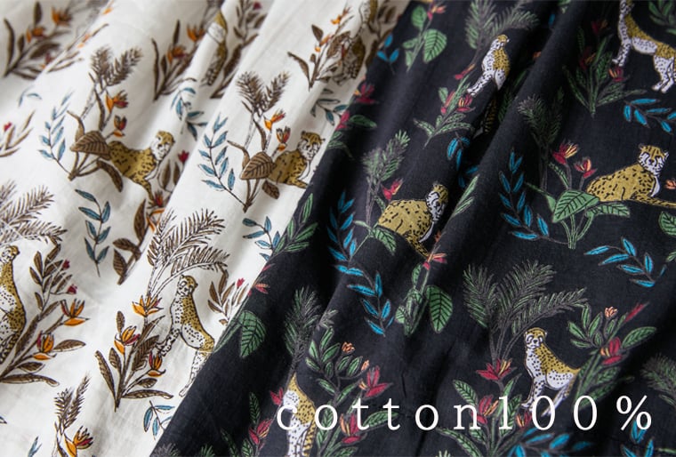 KILKI コットンキャンブリックチーターワンピース  生地アップ