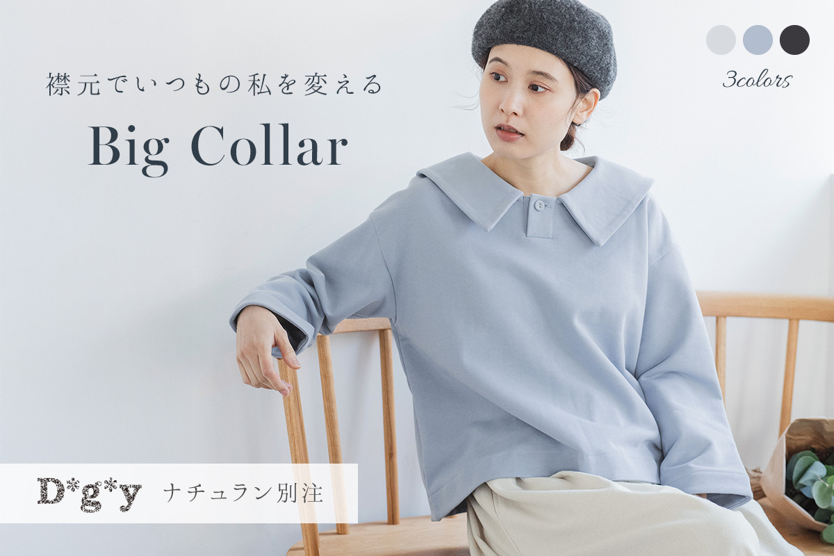 襟元でいつもの私を変える【 D*g*y 】別注大きめ襟の裏毛プルオーバー