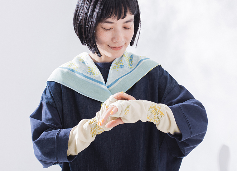 MAISON BLANCHE おさんぽアームカバーミドル　ミモザ
