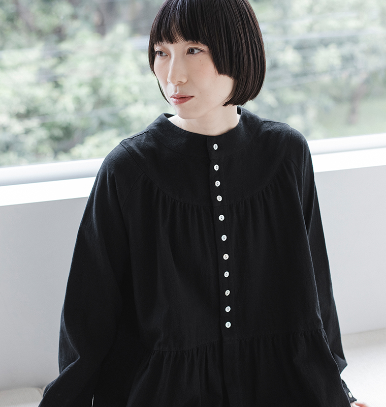 LUPILIEN by natulan 福袋 ヘリンボーンツイルサロペット 全身コーディネート＆生地寄り＆肩ボタン見せ