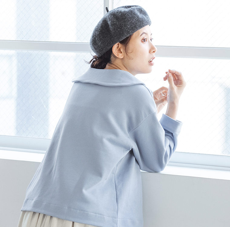 D*g*y 別注｜大きめ襟の裏毛プルオーバー 後ろ寄り