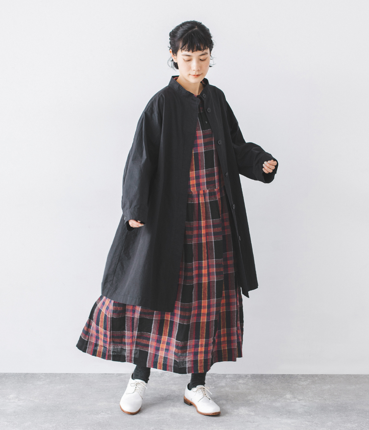 le ciel a temps doux 別注 ハイネック比翼ミドル丈コート メイン画像