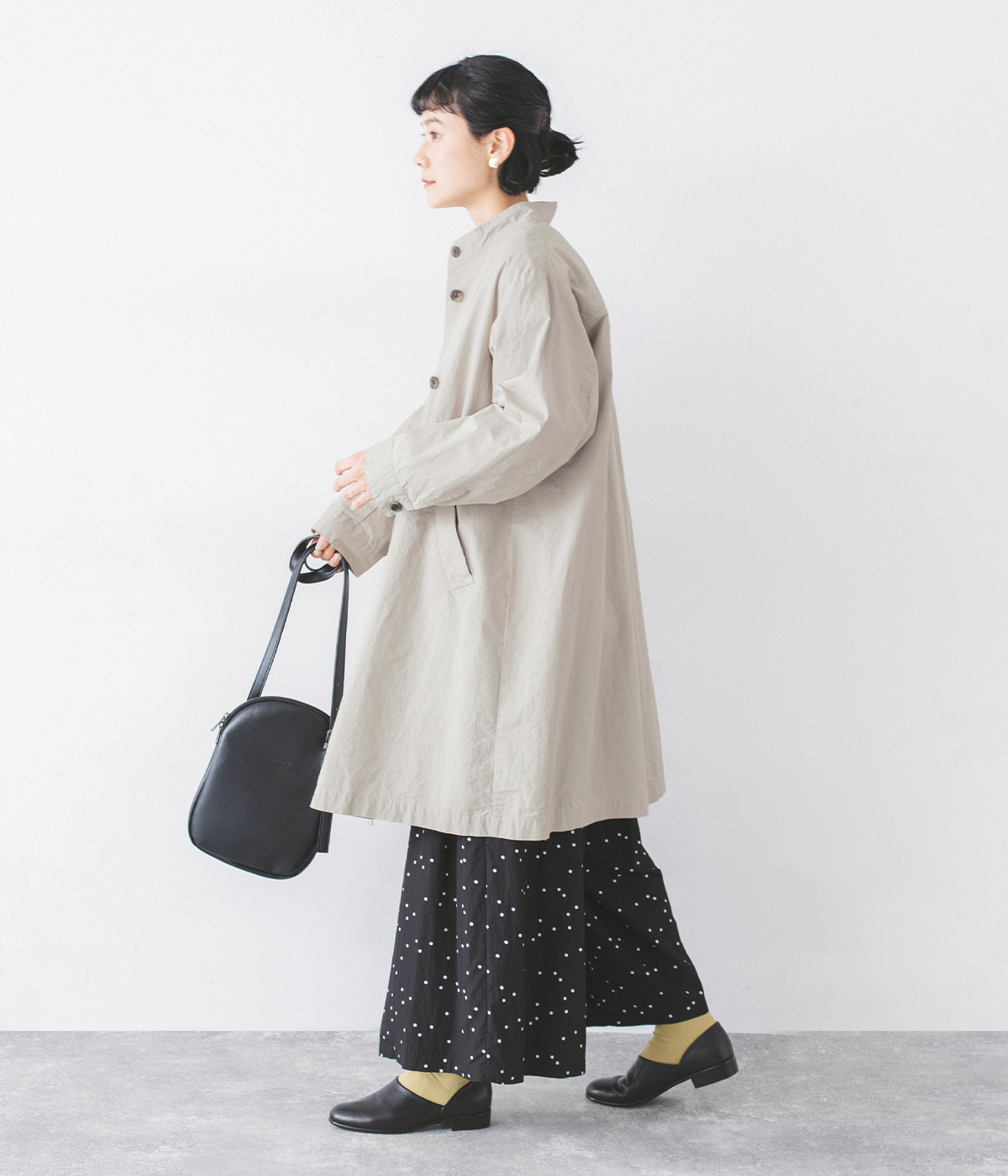 le ciel a temps doux 別注 ハイネック比翼ミドル丈コート コーディネート画像1