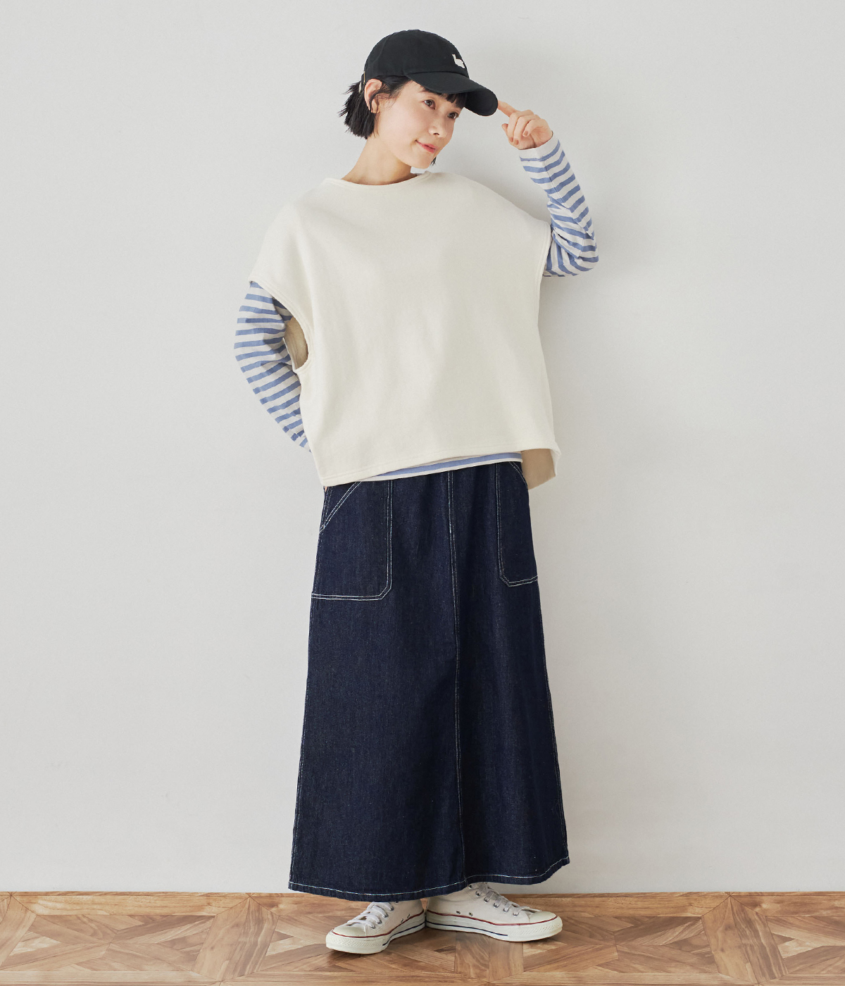 Bliss bunch 別注 コクーン切替裏毛ベスト コーディネート画像1