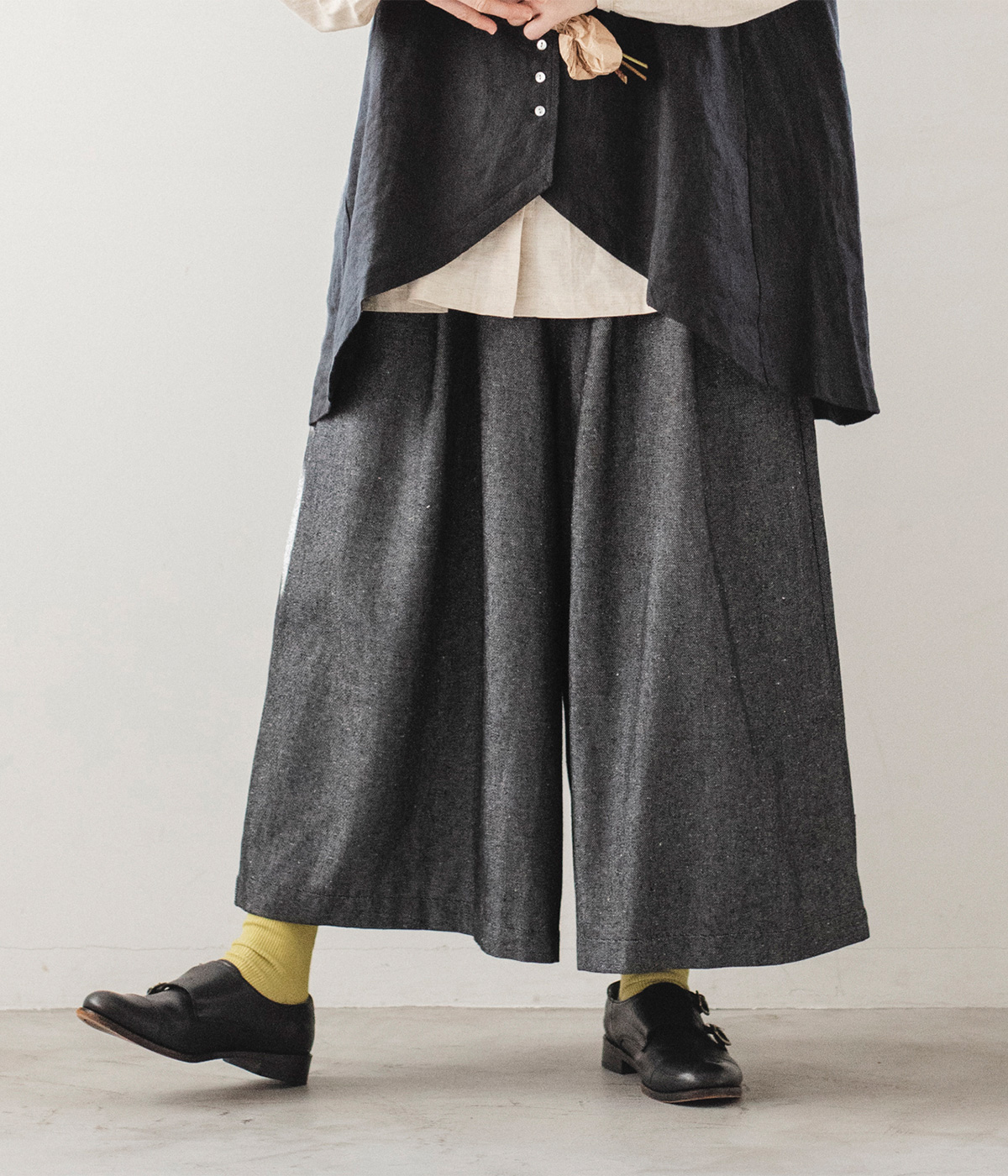 08Mab 別注 コットンリネンデニムワイドパンツ メイン画像