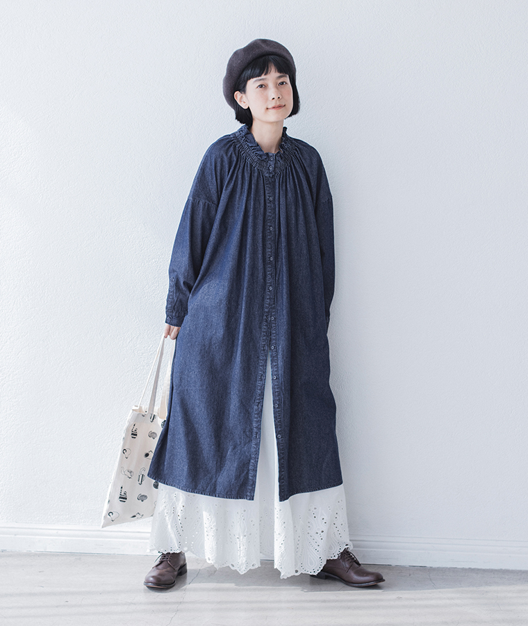 LUPILIEN by natulan フリルカラーデニムワンピース