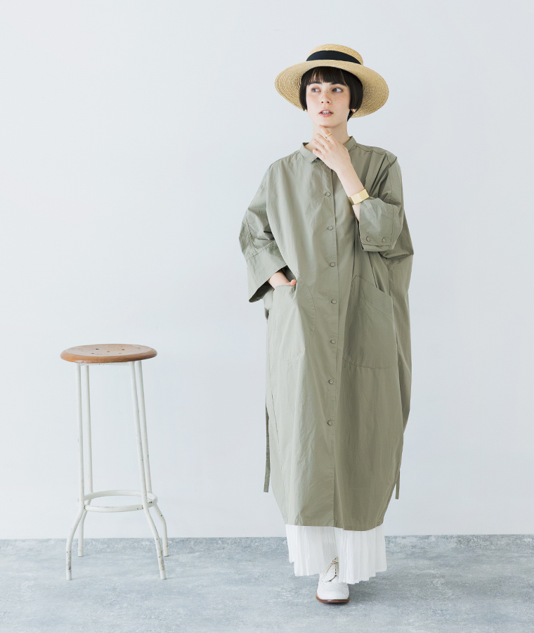 &yarn コットンリネンデニム ジャンパースカート ポケット寄り