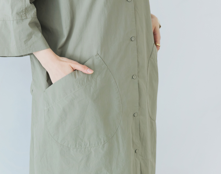 &yarn コットンリネンデニム ジャンパースカート ポケット寄り