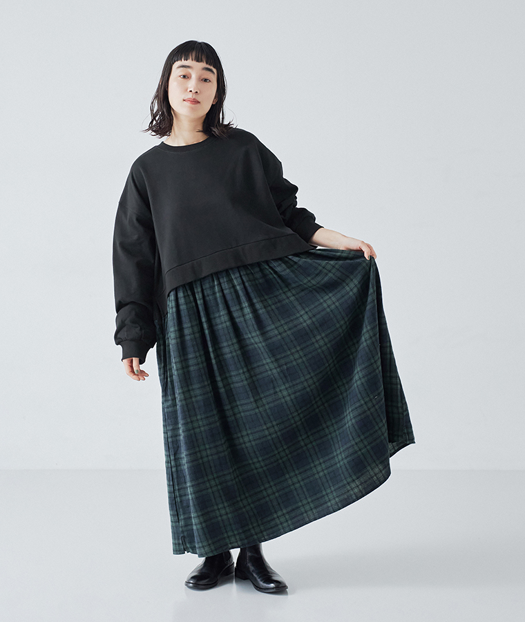 LUPILIEN by natulan 別注 | 裏毛切替ワンピース