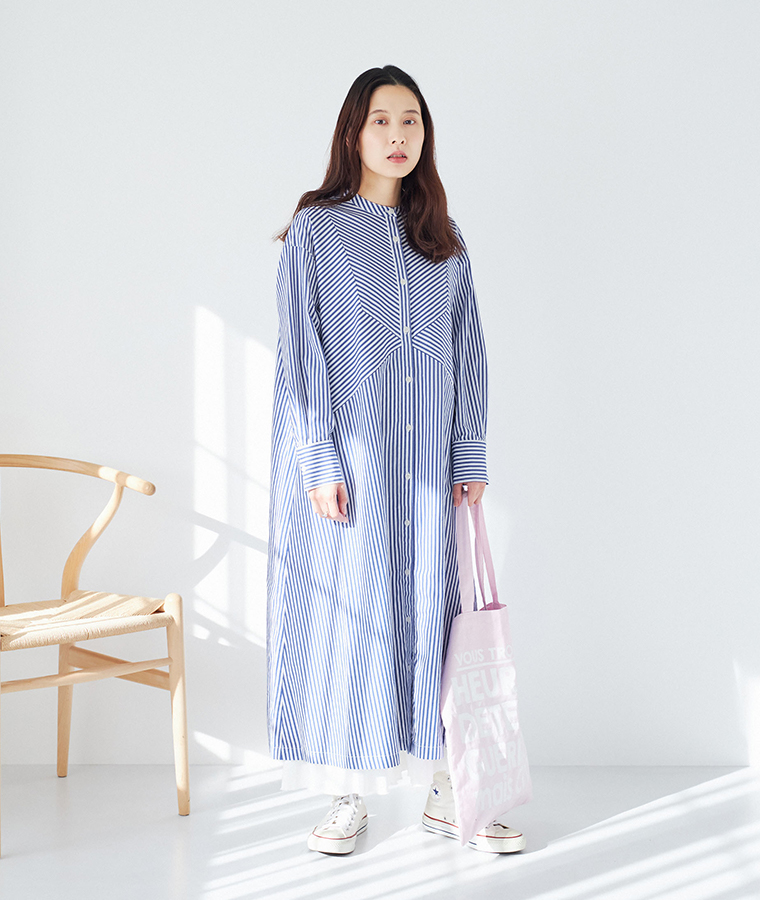 Bliss bunch コットンドビーストライプ切替ワンピース