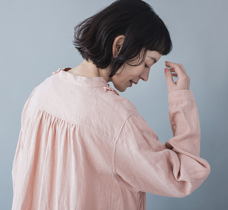 ICHI Antiquites フレンチリネン　フリルワンピース