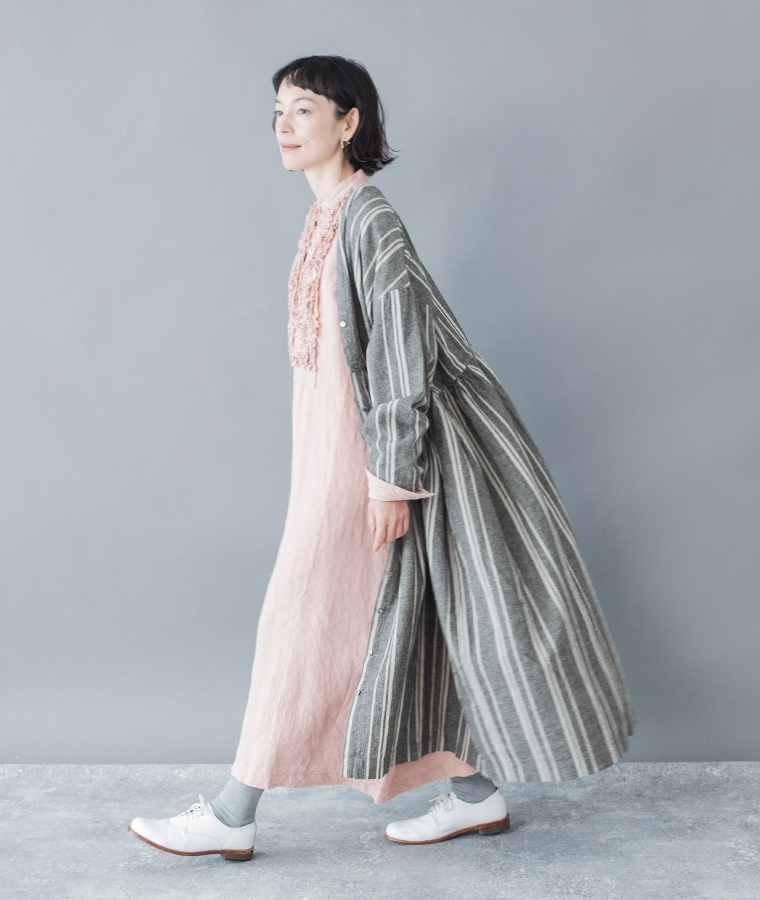 ICHI Antiquites フレンチリネン　フリルワンピース