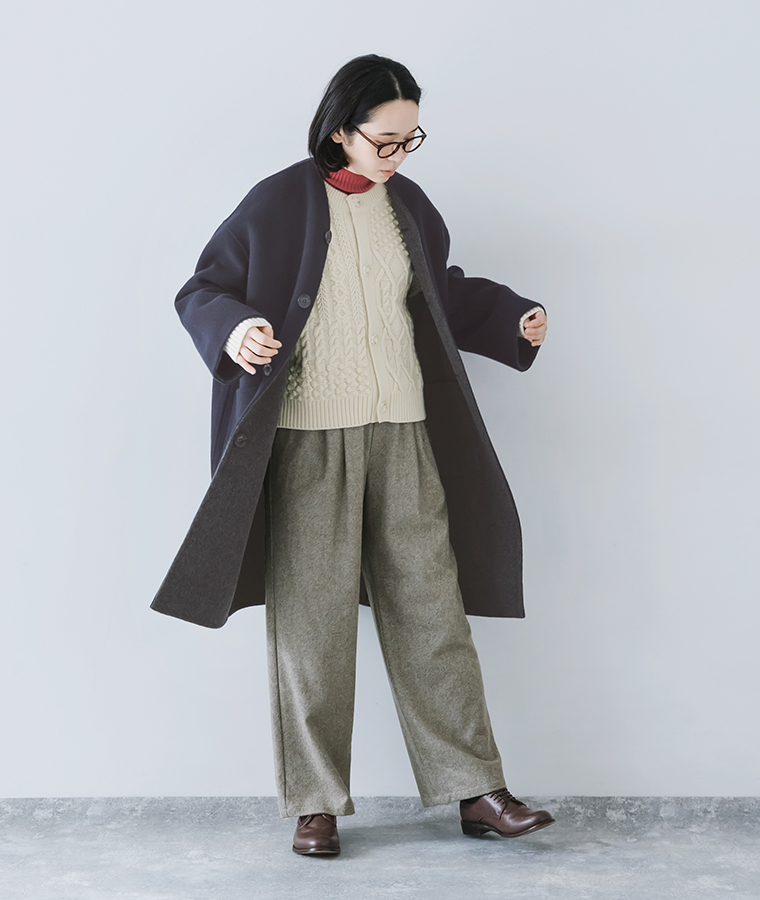 LE GLAZIK リバーシブル　カラーレスコート