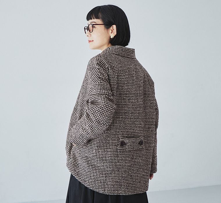 le ciel a temps doux｜別注 レトロチェックノーカラージャケット サブ画像