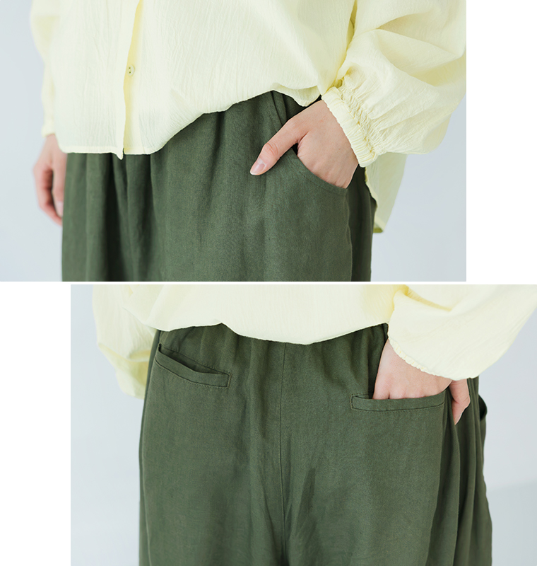ista-ire 着丈選べる　平織リネンよくばりパンツ