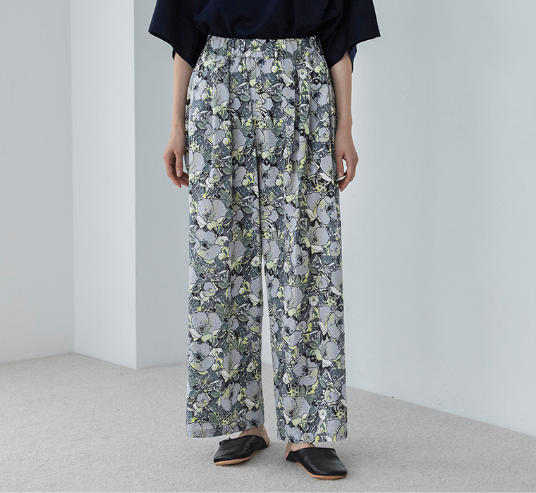 caloom 花柄ワイドパンツ