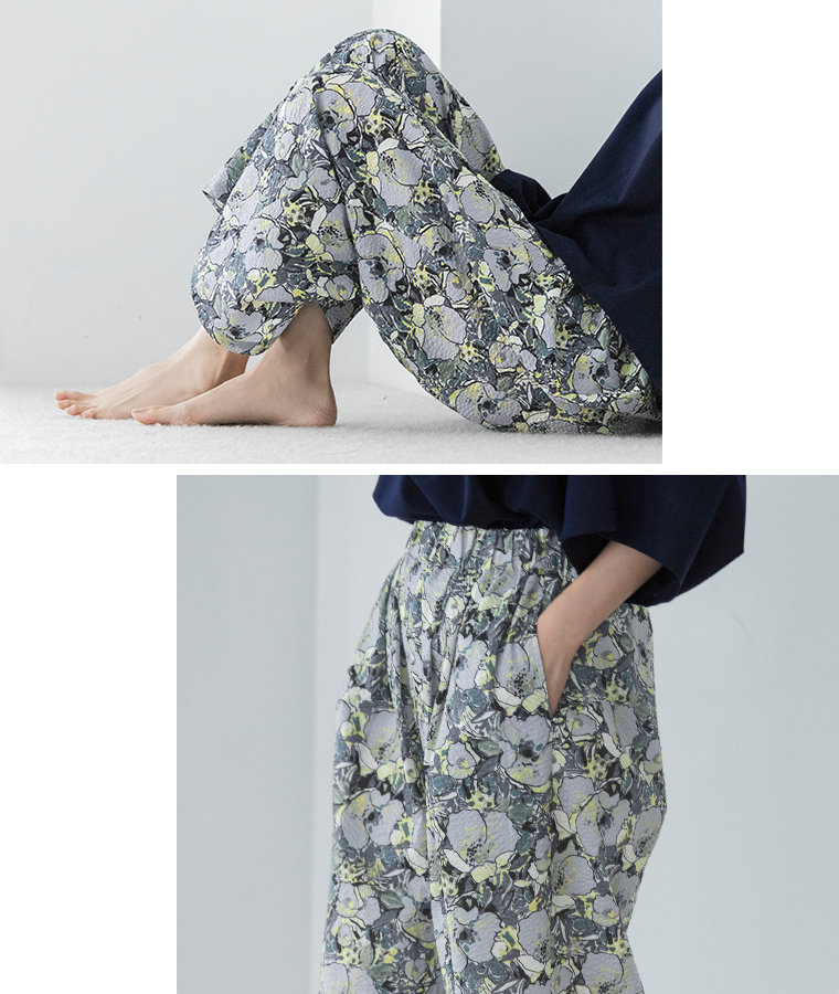 caloom 花柄ワイドパンツ