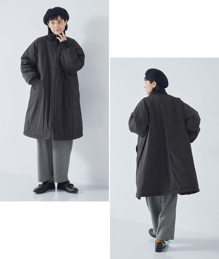 【 LUPILIEN by natulan 】別注｜ナイロン中綿リブカラーコート ブラック