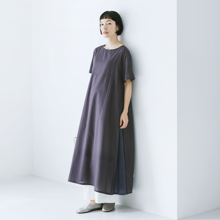 &yarn サイド異素材切り替えワンピースのデザイン紹介
