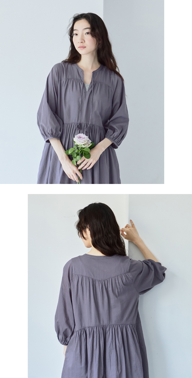 &yarn ギャザーワンピース ディテール
