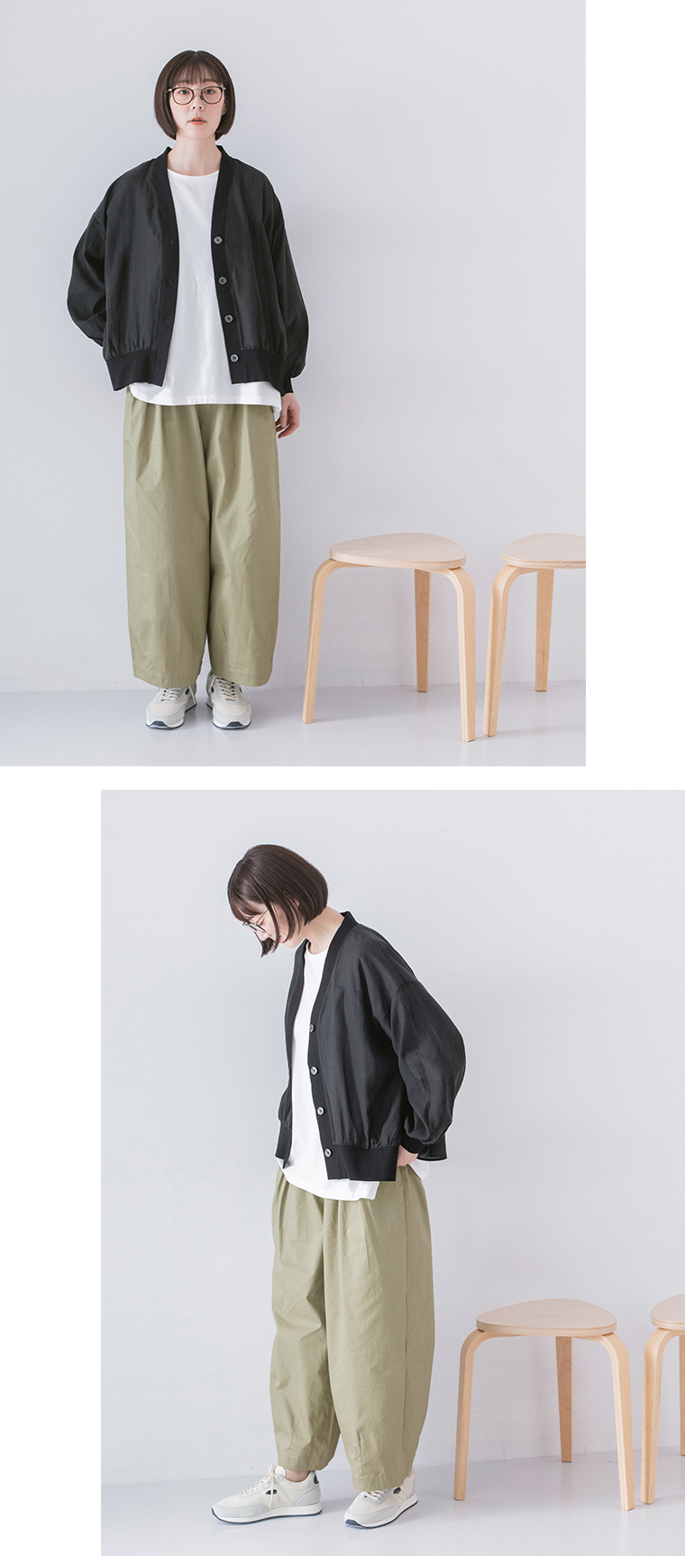 &yarn シアーカーディガン ブラック 別コーデ