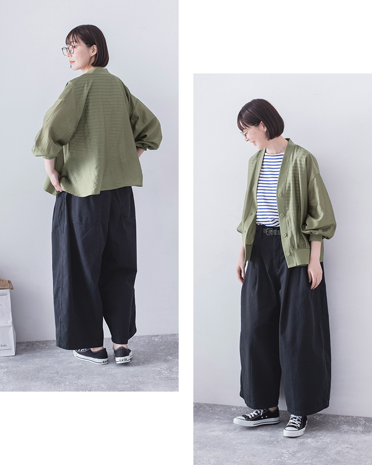 &yarn シアーカーディガン カーキ マリンスタイル