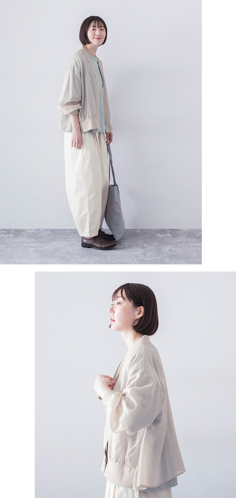 &yarn シアーカーディガン カーキ グレージュ 涼し気なカラー