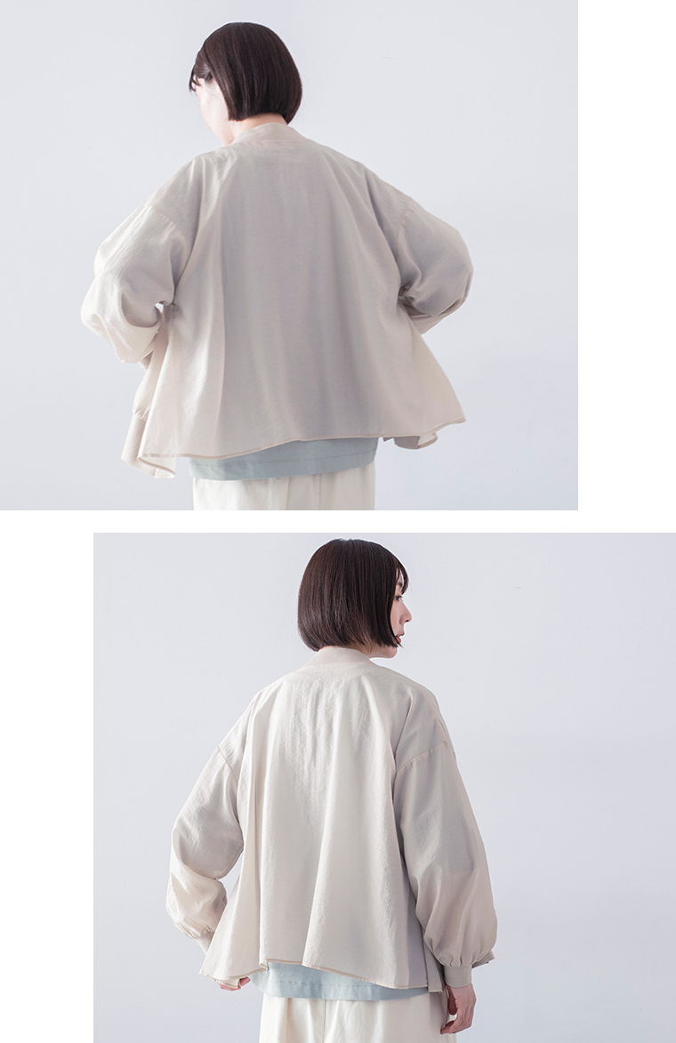&yarn シアーカーディガン カーキ グレージュ 後ろ姿