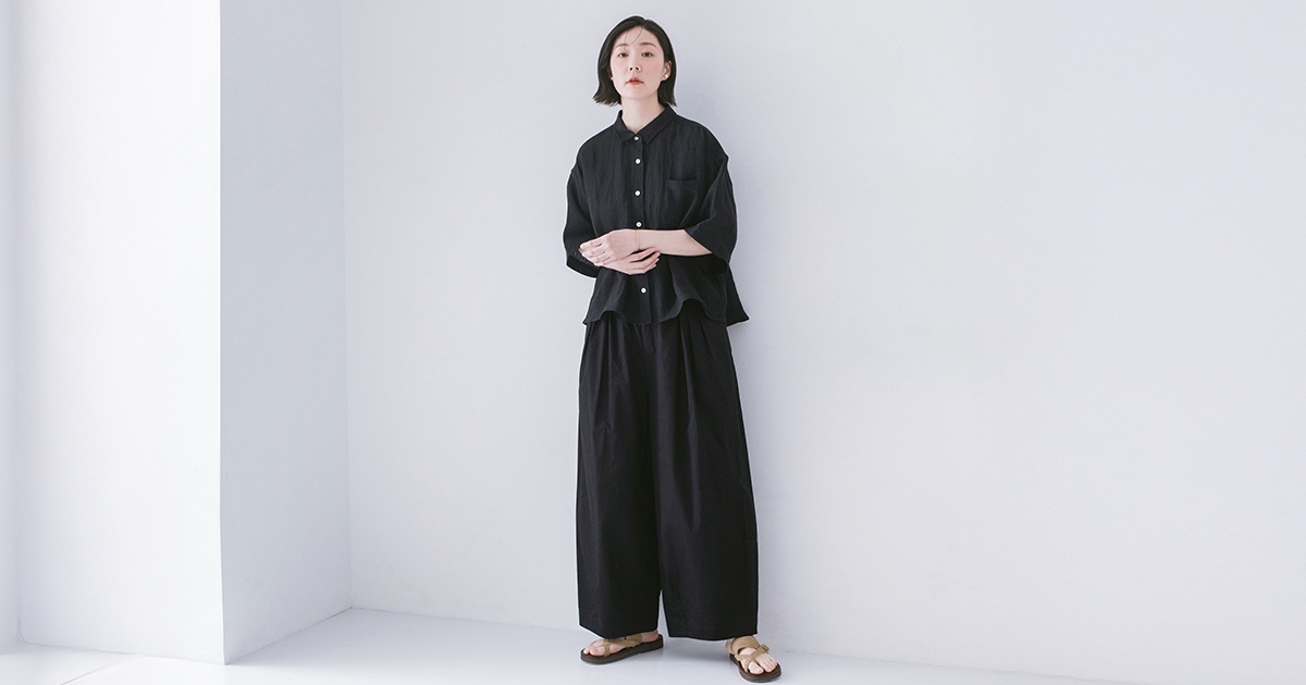 ラクチン・軽い・着まわしやすい【 ＆yarn 】三拍子揃ったタックワイド