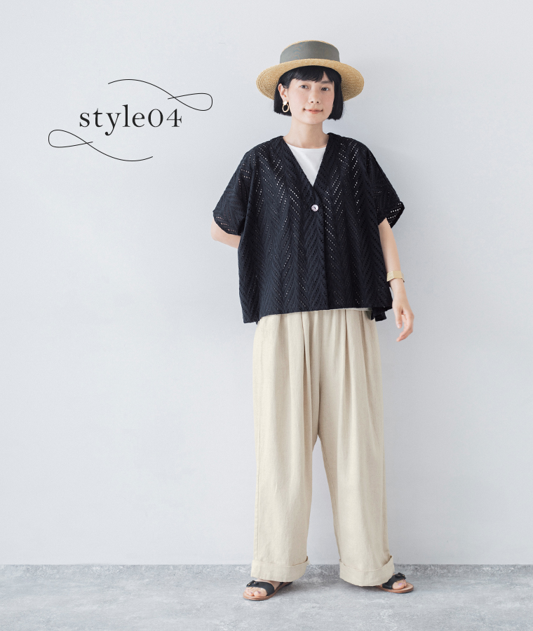【田中帽子店×Cassure】別注｜幅広リボン麦わら帽子(Alma) Tシャツスタイル