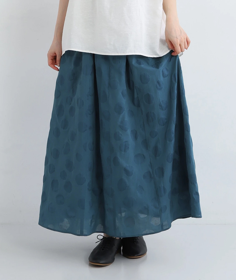 【 &yarn 】塩縮加工ドットスカート
