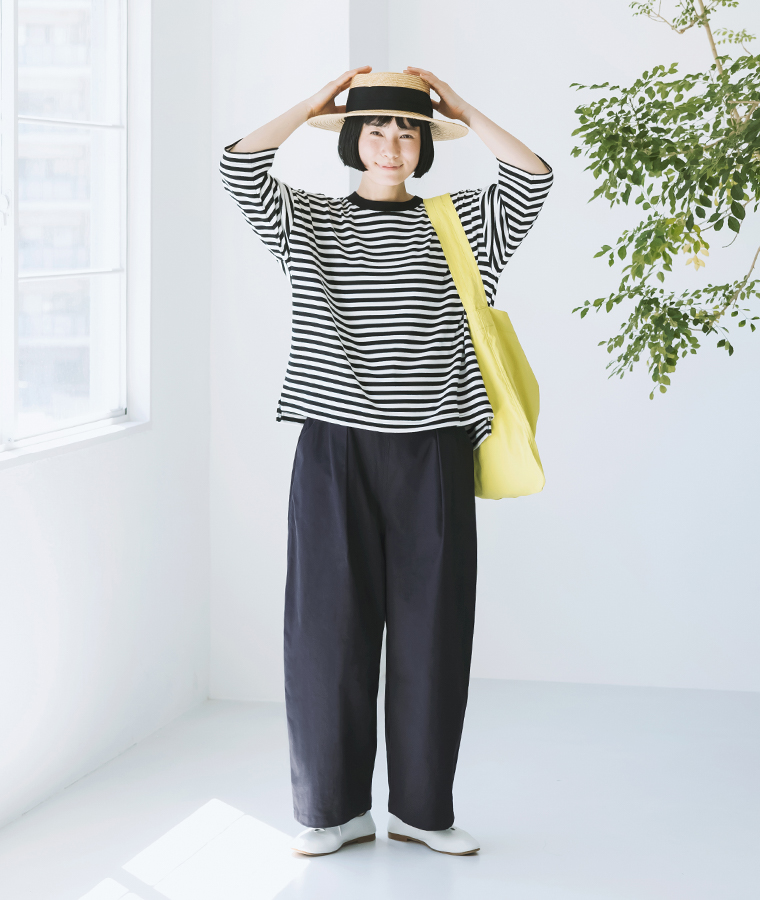 &yarn コットンリネン ワイドスリーブブラウス ライトグレー
