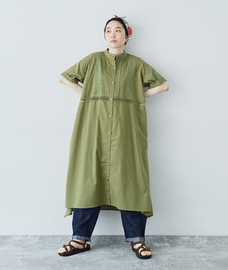 &yarn コットンリネン ワイドスリーブブラウス