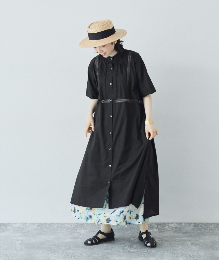 &yarn コットンリネン ワイドスリーブブラウス ライトグレー