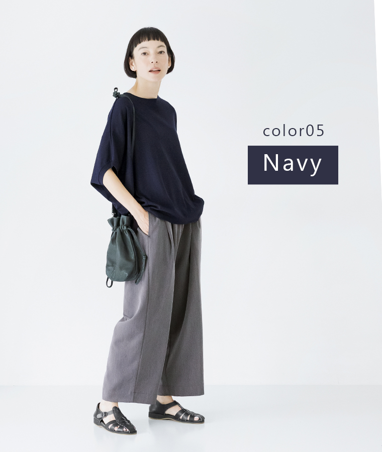 【 &yarn 】接触冷感バンザイＴシャツ ネイビー