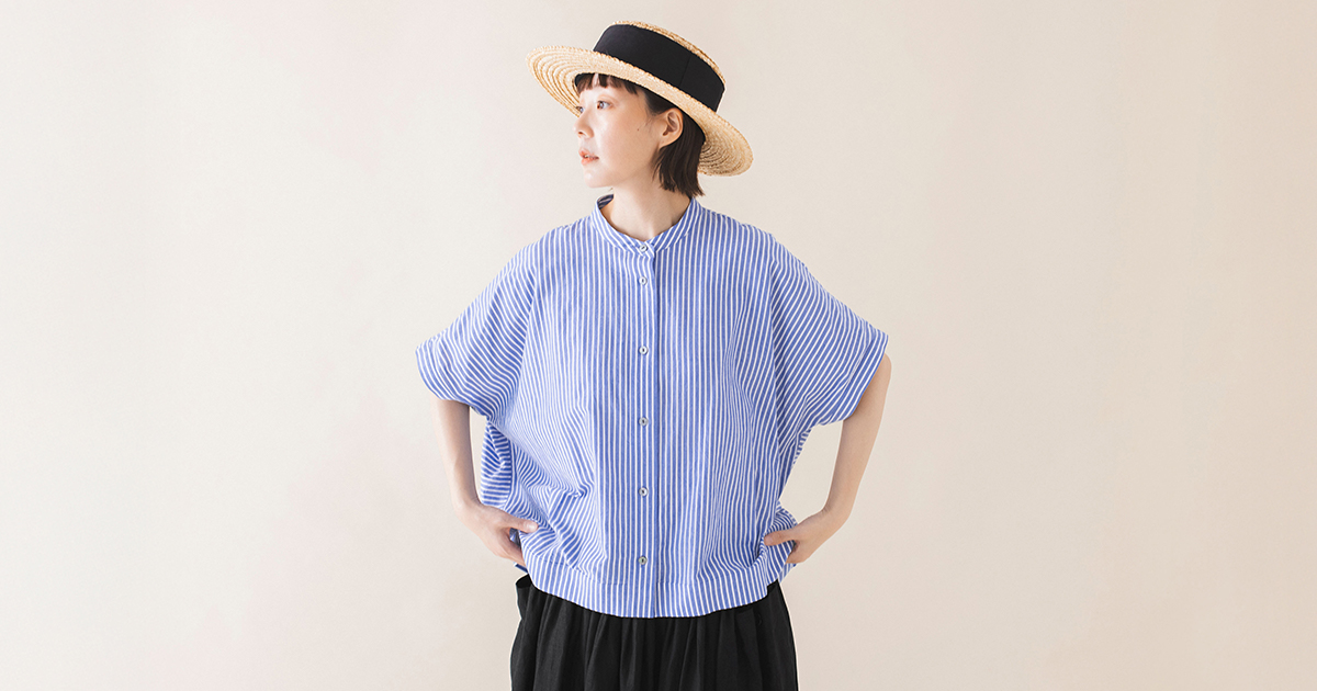 美品　コラージュガリャルダガランテ　SOKTAS社コットン　ストライプシャツ　青 美品 コラージュガリャルダガランテ SOKTAS社コットン