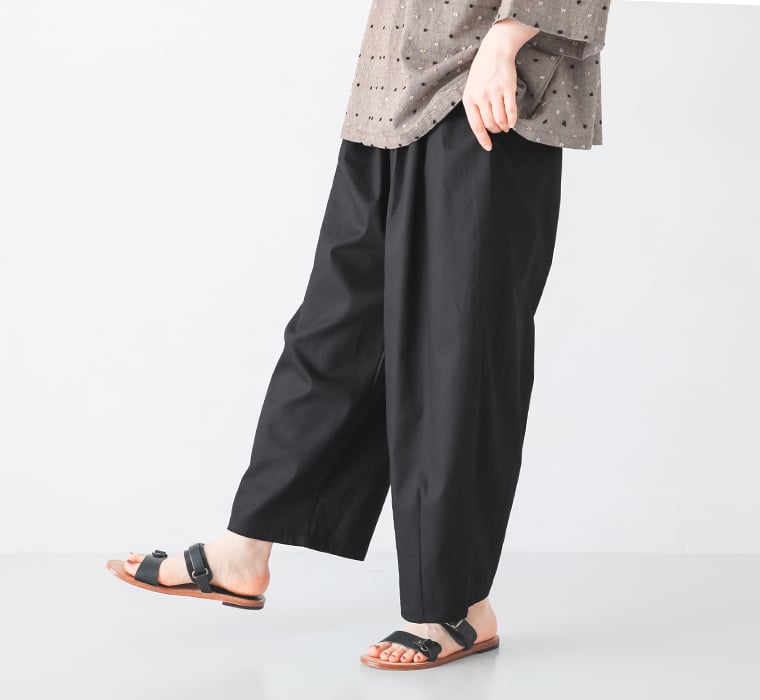 【 COLORK 】コットン すっきりワイドパンツ パンツ寄り