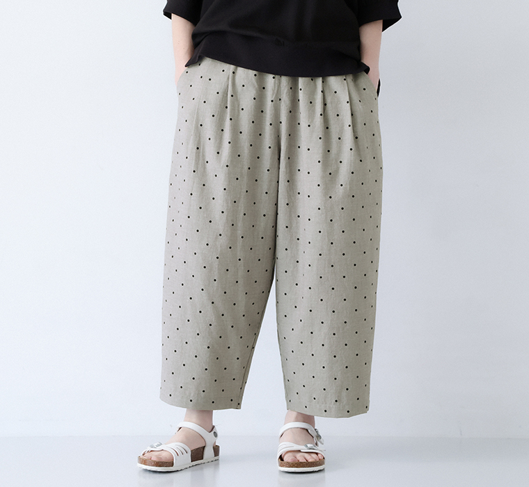 【 cloudnine 】先染めコットン 8分丈バルーンパンツ パンツ寄り