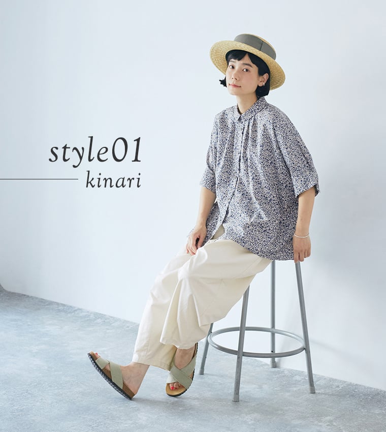 &yarn コットン花柄ブラウス キナリ