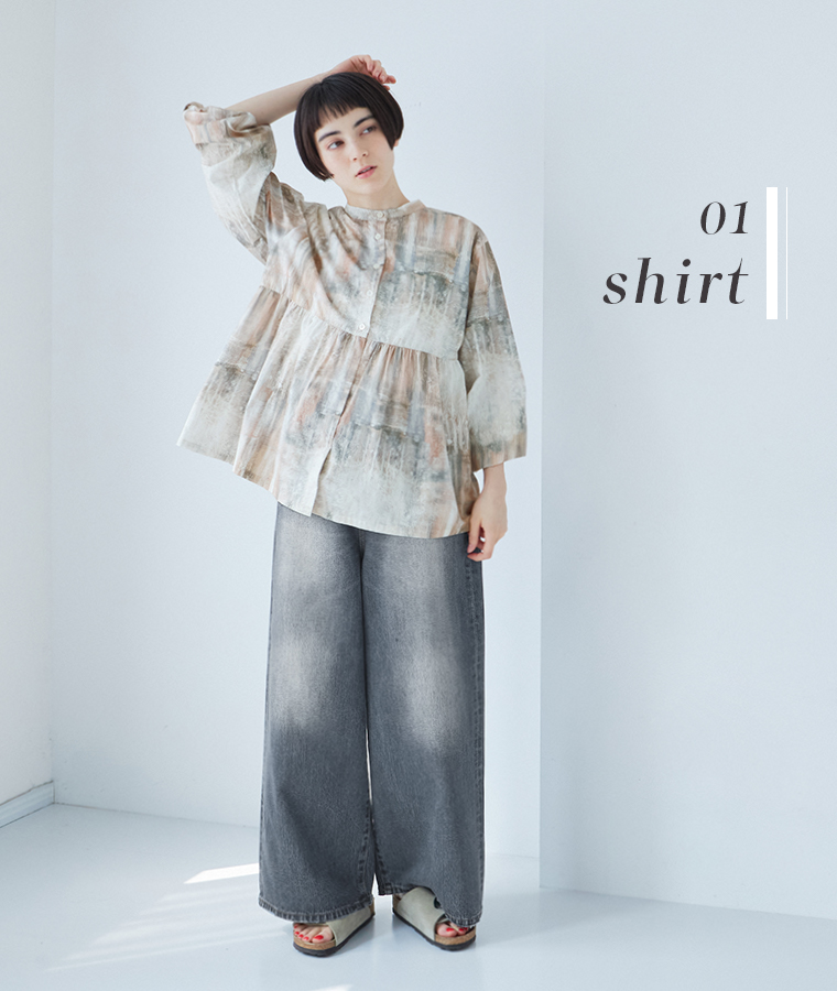 【 ichi 】インクジェットプリント2wayシャツ