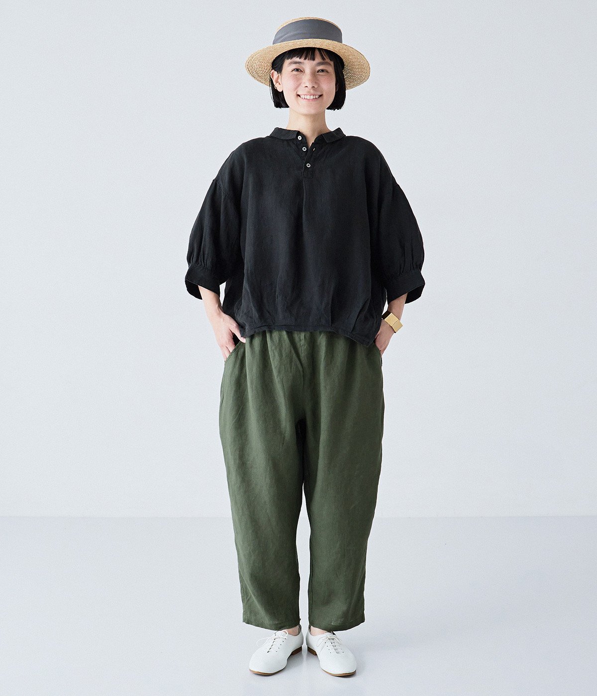 ista-ire 別注｜着丈選べる 平織リネンよくばりパンツ