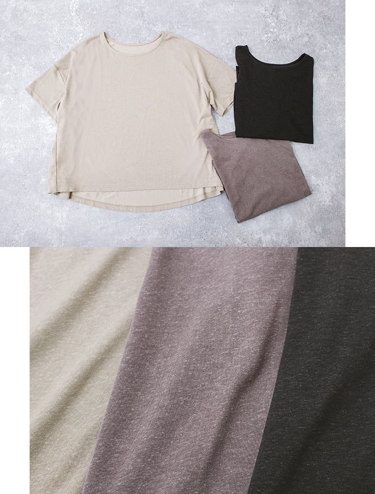 &yarn コットンリネン混バックフレアTシャツ 置き画像