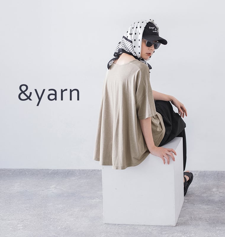&yarn コットンリネン混バックフレアTシャツ