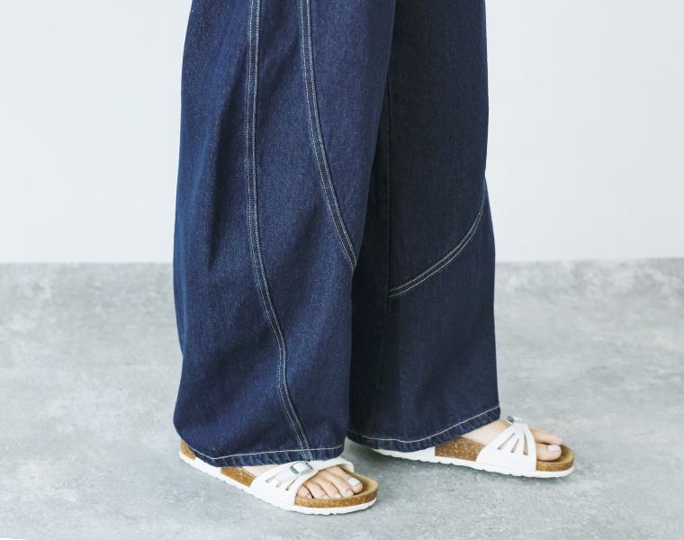 nod デニム立体切替バルーンパンツ ワンウォッシュ 裾寄り