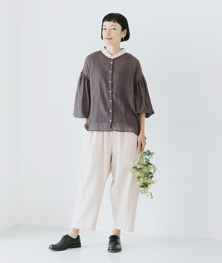 ista-ire 別注｜着丈選べる　甘撚りコットンリネンデニムよくばりパンツ キナリ