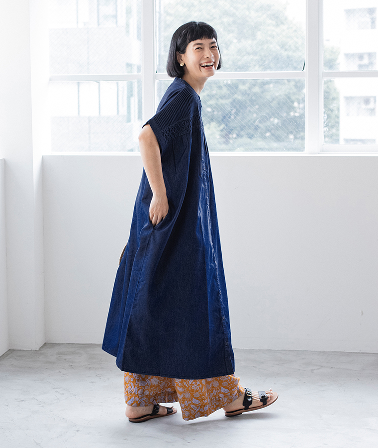 LUPILIEN by natulan 別注｜デニムスモッキングピンタックワンピース