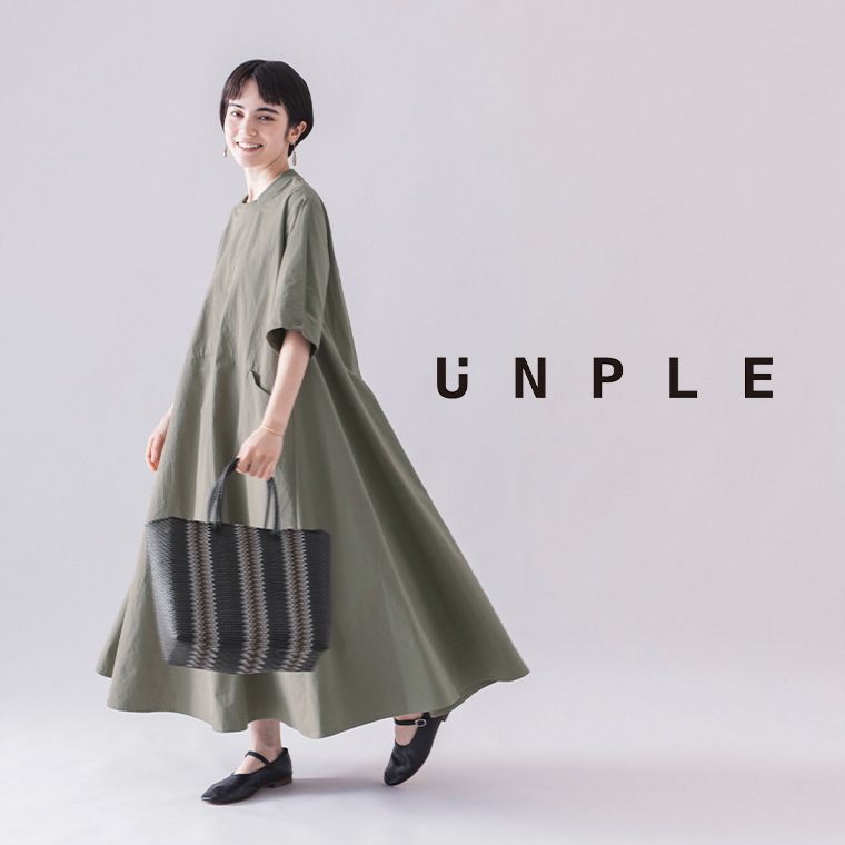 UNPLE  リブ付フレアーワンピース