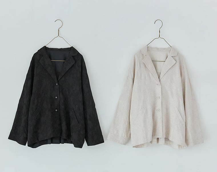 le ciel a temps doux 別注｜ボタニカル柄ジャカード ワイドジャケットのデザイン