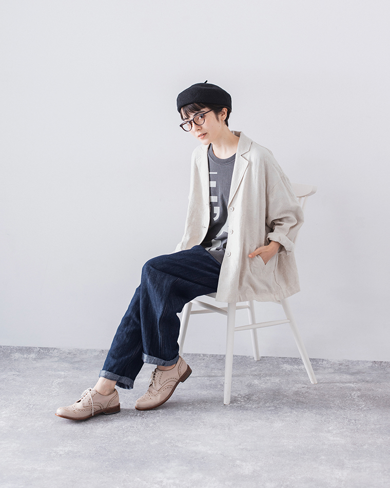 le ciel a temps doux 別注｜ボタニカル柄ジャカード ワイドジャケットキナリの素材と裏地